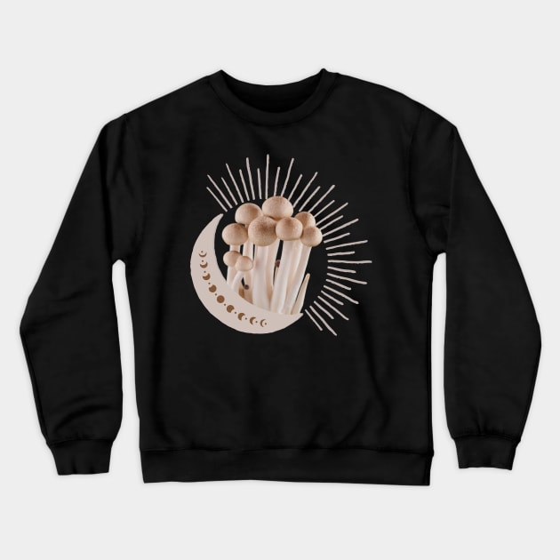 Aesthetic Moon Fungi Mushrooms Occult Esoteric Crewneck Sweatshirt by Souls.Print